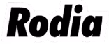 Op de afbeelding staat het woord ‘Rodia’ in vetgedrukte, zwarte, cursieve letters op een witte achtergrond, wat een gevoel van precisie en betrouwbaarheid oproept – eigenschappen die essentieel zijn voor gereedschappen zoals zaagbladen en diamantboren.